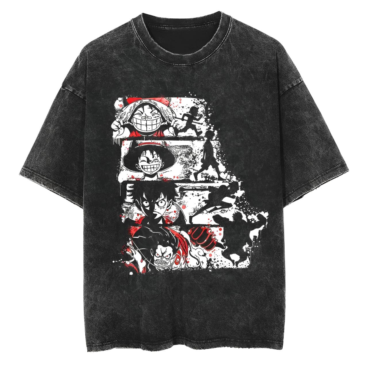 Acid Wash Vintage Graphic T Shirt - تي شيرت ون بيس لوفي إيفولوشن