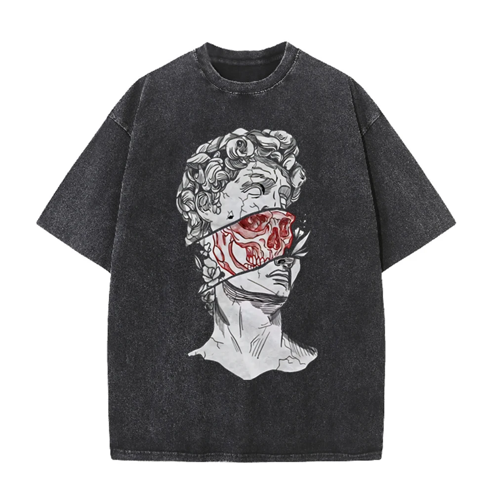 تي شيرت أسود مغسول بحمض بتصميم - مراجعة Acid Wash Vintage Graphic T Shirt وسعره
