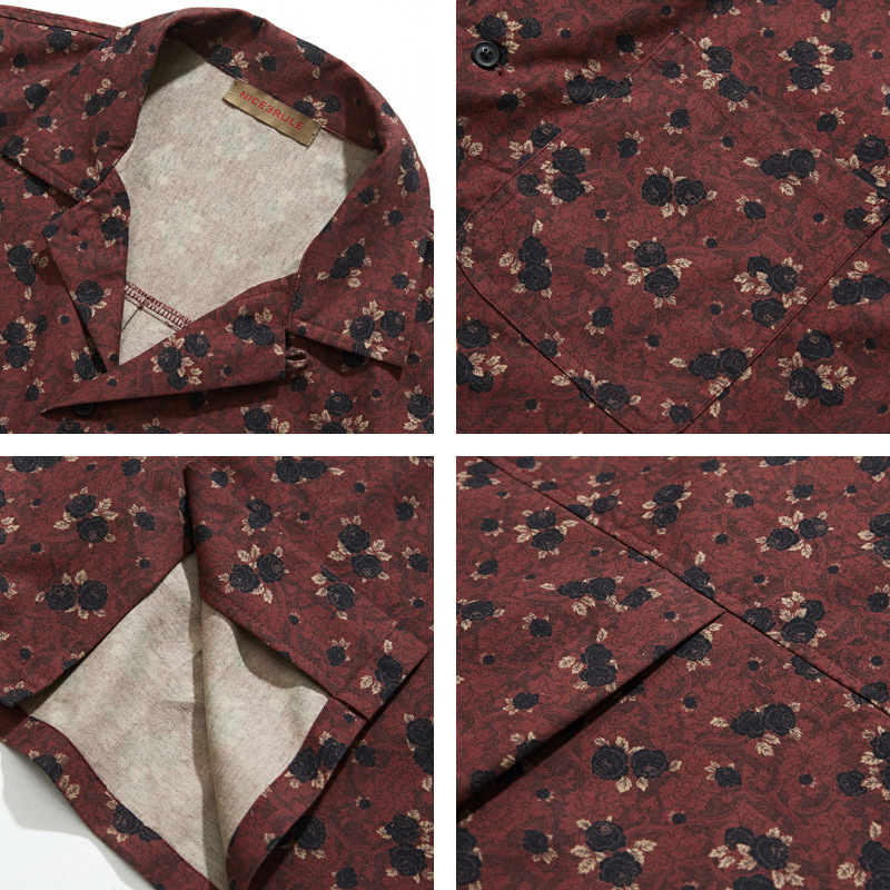 قميص ياباني ذو ياقة كوبية على  - مراجعة Vintage Hawaiian Floral Shirt وسعره