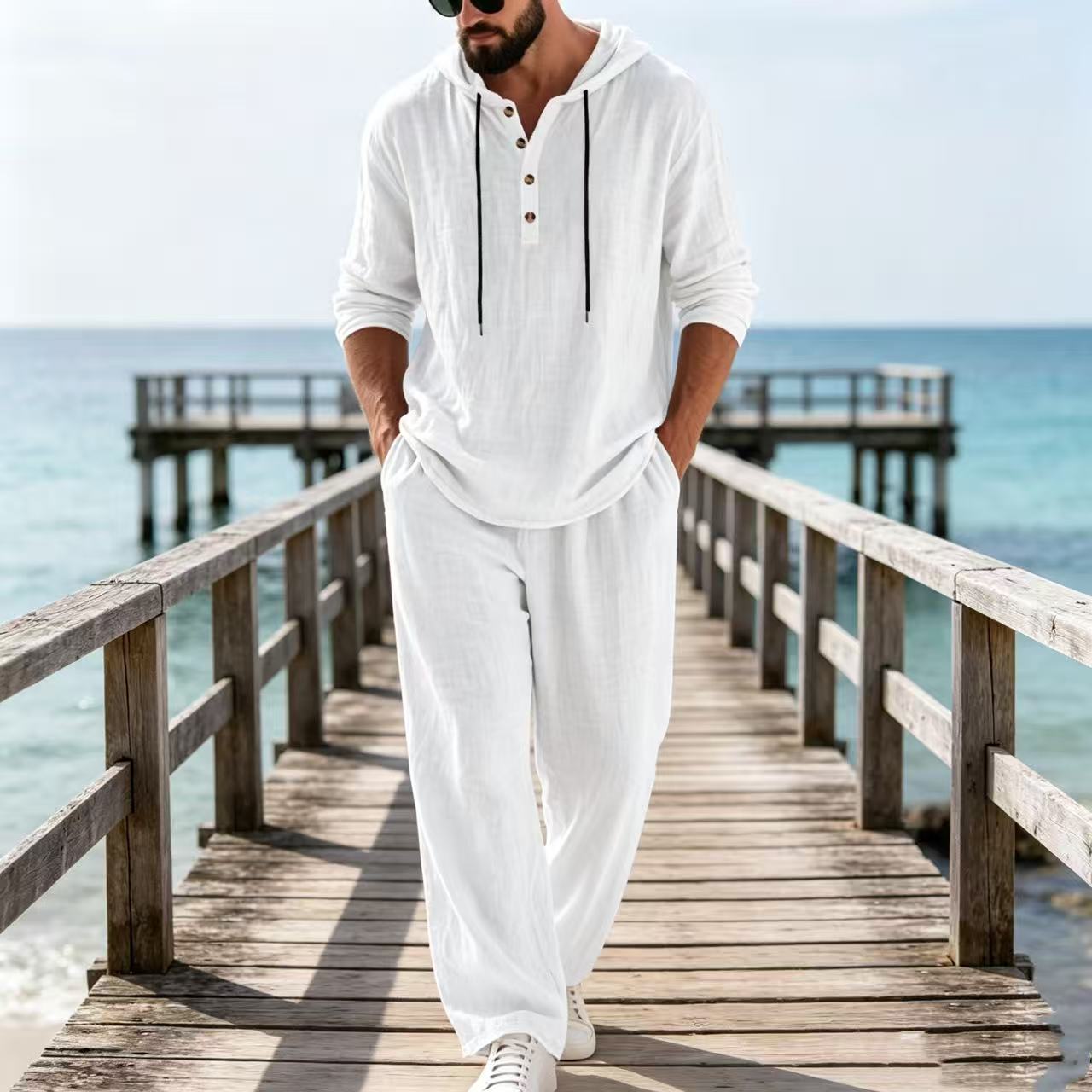 بدلة رجالية كاجوال من الكتان ل - مراجعة Mens Linen Shirt Long Sleeve وسعره