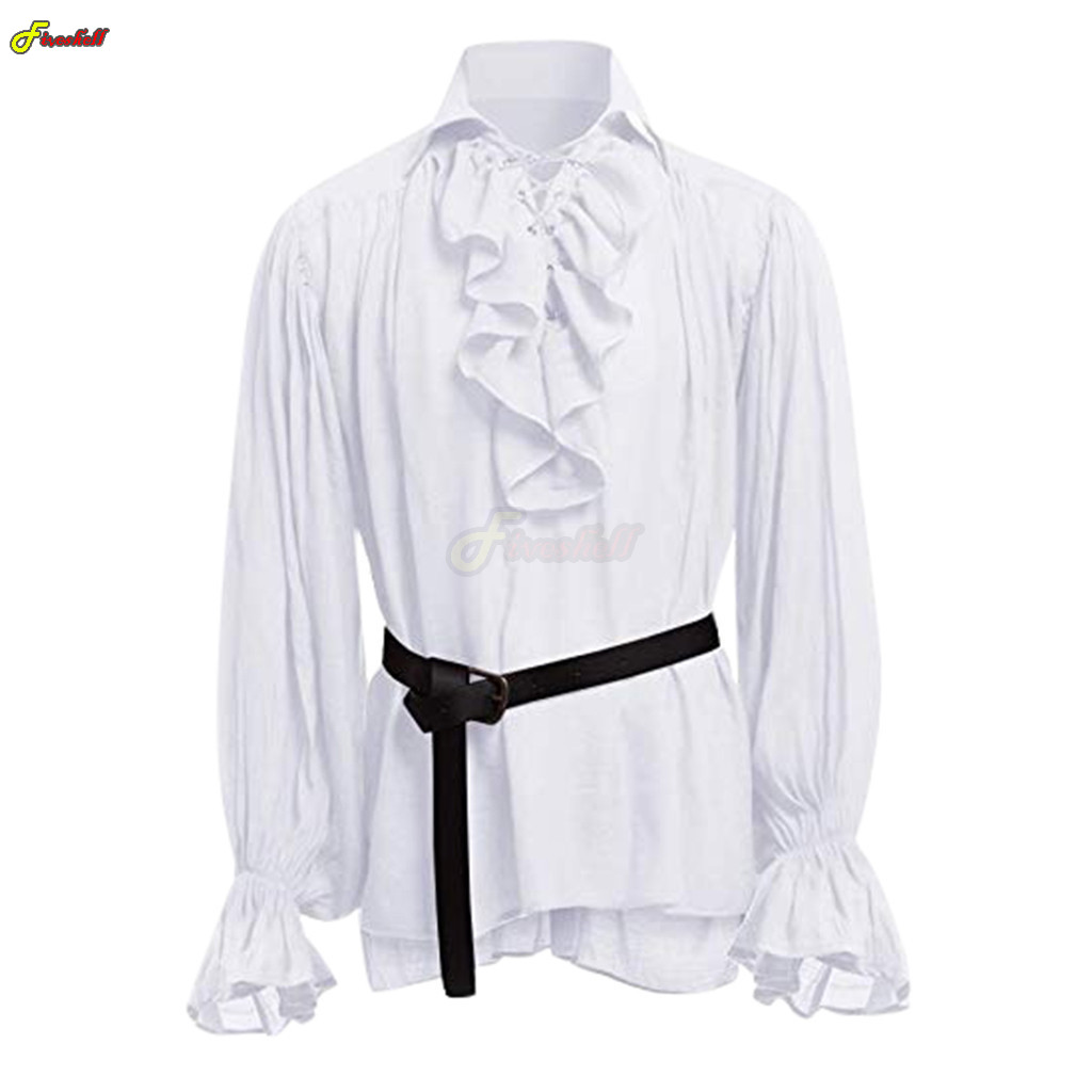 رجل هالوين الدانتيل يصل القراص - مراجعة Medieval Gothic Lace Up Pirate Shirt وسعره