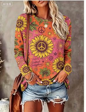قميص نسائي بأكمام طويلة بطبعة  - مراجعة T-Shirts وسعره