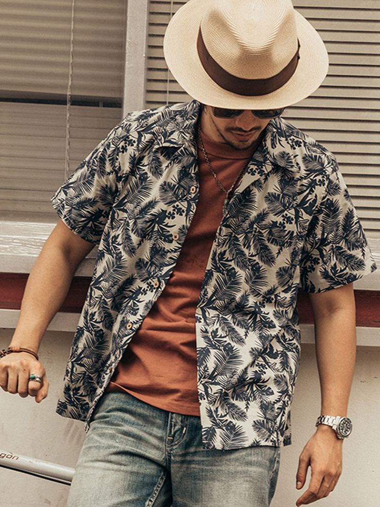 قميص هاواي عصري للرجال بأكمام  - مراجعة Vintage Hawaiian Floral Shirt وسعره