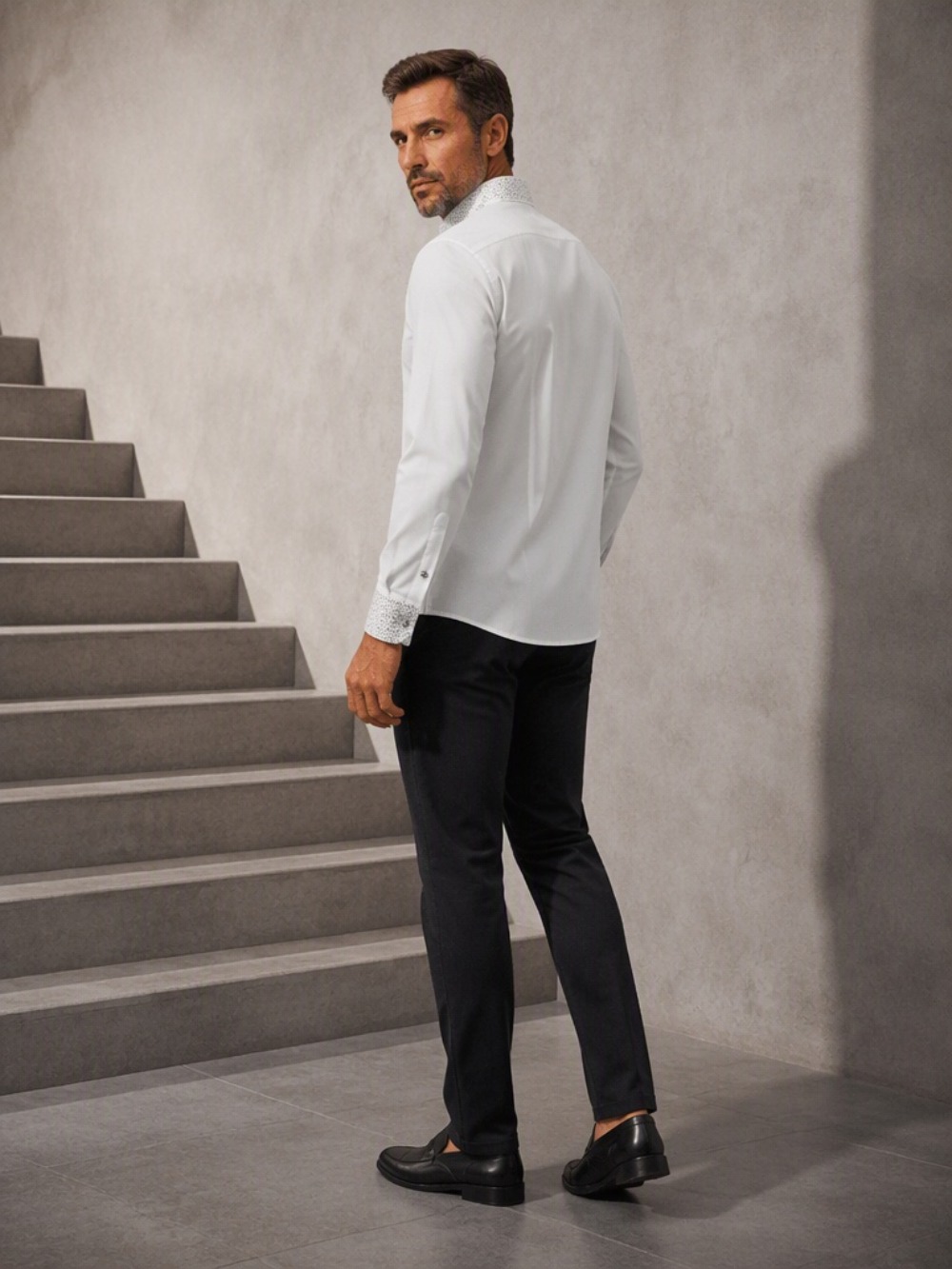 قميص رجالي أنيق وعصري، مناسب ل - مراجعة Mandarin Collar Formal Shirt Slim Fit وسعره