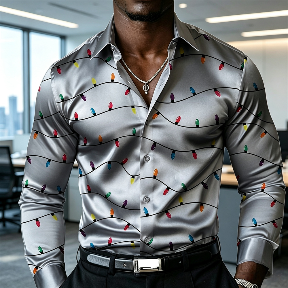 قميص رجالي بتصميم فانوس لعيد ا - مراجعة Mens Satin Silk Dress Shirt وسعره