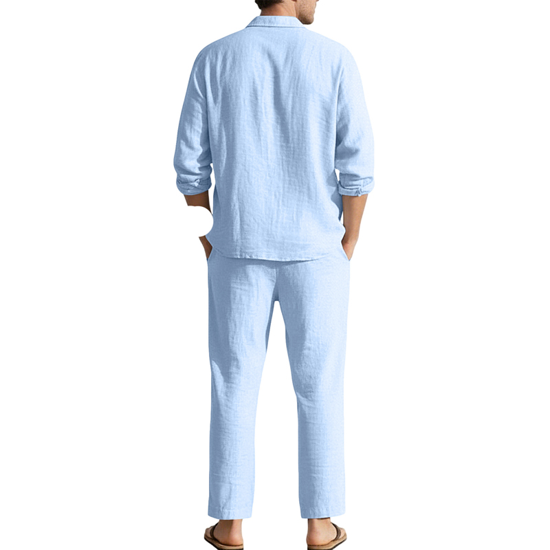 أطقم كاجوال من الكتان للربيع و - مراجعة Mens Linen Shirt Long Sleeve وسعره